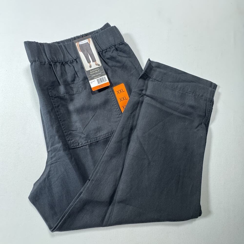 Banana Republic Black Women's Tapered Cropped Solid Pants Elastic Waist XXL